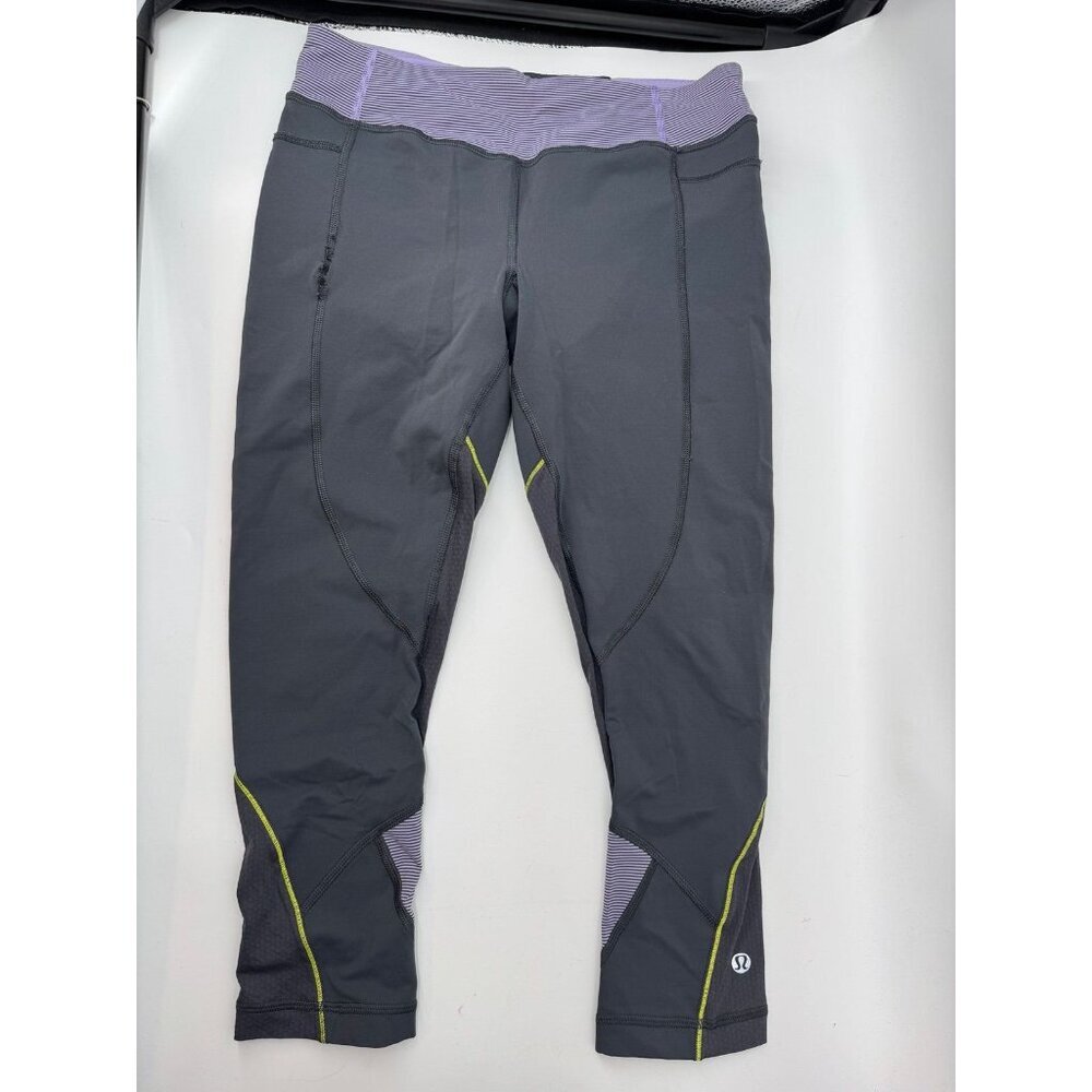 Lululemon Gray/Purple Run Zoom Crop Leggings Sz. 6